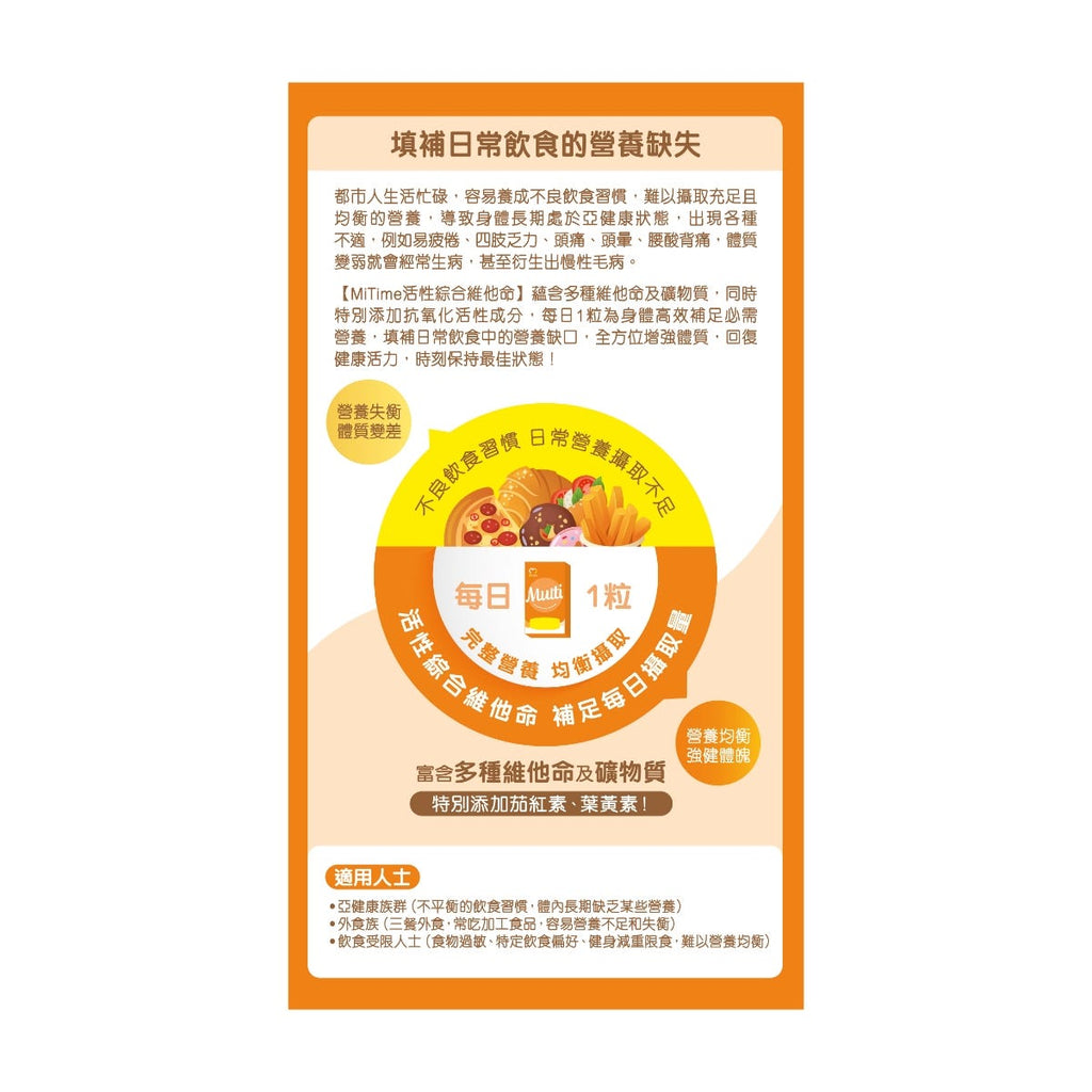 MiTime Active Multivitamin 60 Tablets — authentic Hong Kong health & beauty