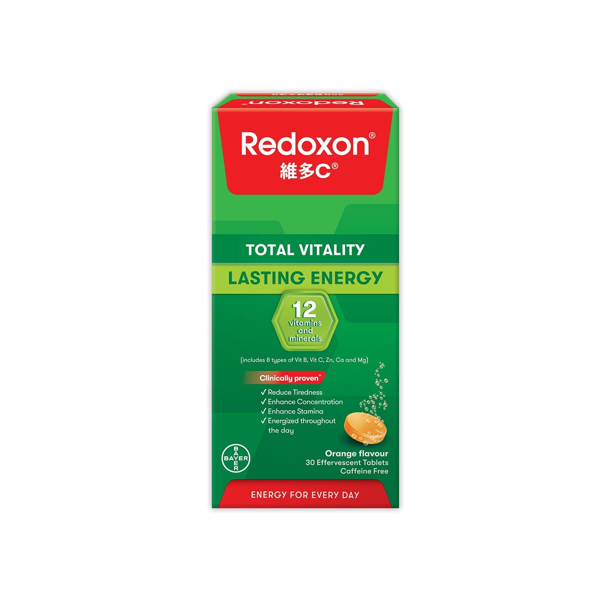 Redoxon Vitamin C + B Complex Energy Effervescent Orange 30 Tablets — authentic Hong Kong health & beauty