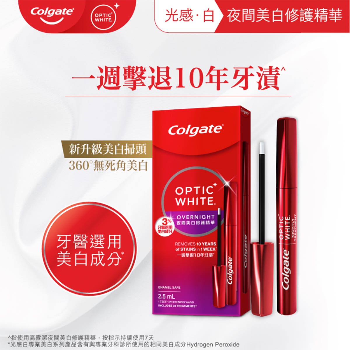 Colgate高露潔光感白夜間美白修護精華液體牙貼去黃去漬筆 1支 — authentic Hong Kong health & beauty