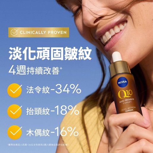 NIVEA FACE Q10 Anti-Wrinkle Dual Action Serum (Random packaging) — authentic Hong Kong health & beauty