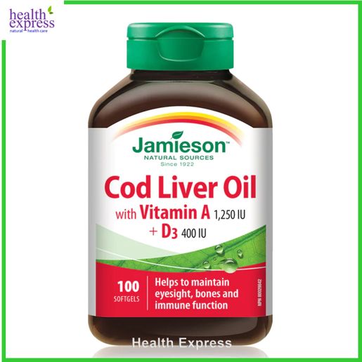Jamieson Cod Liver Oil with Vitamin AD 100 softgels[Parallel Goods] — authentic Hong Kong health & beauty