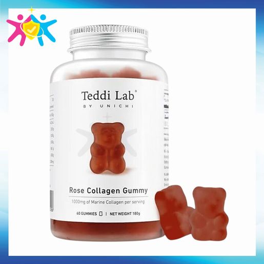 Unichi Teddi Lab Rose Collagen Gummy Bear 60 Gummies — authentic Hong Kong health & beauty