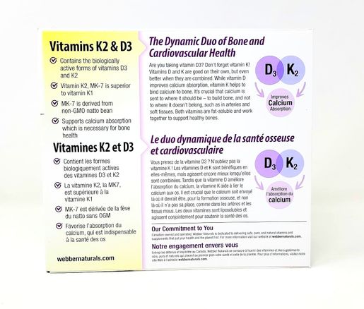 Webber Naturals Webber Naturals Vitamin K2 + D3 120 mcg/1000 IU 220 Capsules Value size — authentic Hong Kong health & beauty