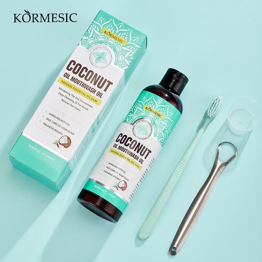 KORMESIC Coconut oil mouthwash, fresh mint flavor, whitening teeth and removing breath, set: — authentic Hong Kong health & beauty
