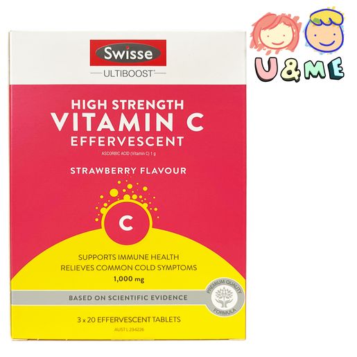 Swisse 泡騰片High Strength Vitamin C (Strawberry) 1000mg x60 effervescent tablets — authentic Hong Kong health & beauty