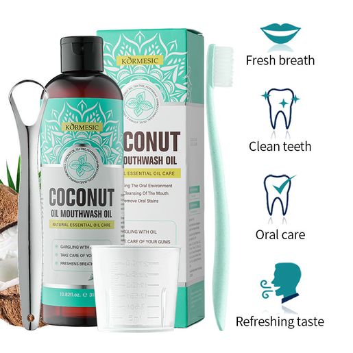 KORMESIC Coconut oil mouthwash, fresh mint flavor, whitening teeth and removing breath, set: — authentic Hong Kong health & beauty