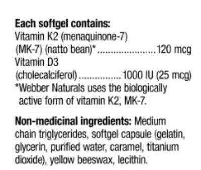 Webber Naturals Webber Naturals Vitamin K2 + D3 120 mcg/1000 IU 220 Capsules Value size — authentic Hong Kong health & beauty