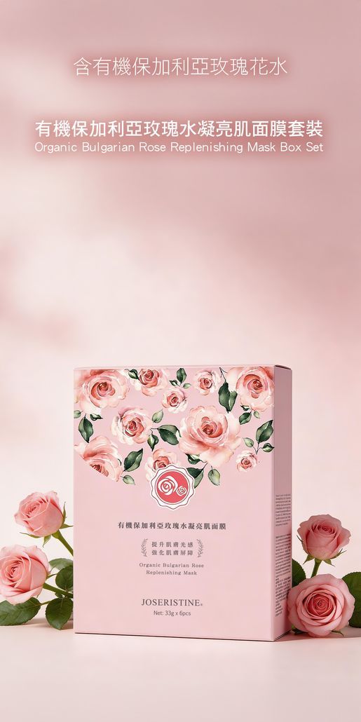 JOSERISTINE Organic Bulgarian Rose Replenishing Mask Box Set (6pcs) #CHOI FUNG — authentic Hong Kong health & beauty