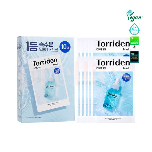 Torriden DIVE-IN Low Molecular Hyaluronic Acid Mask (10 Sheets/Pack) — authentic Hong Kong health & beauty