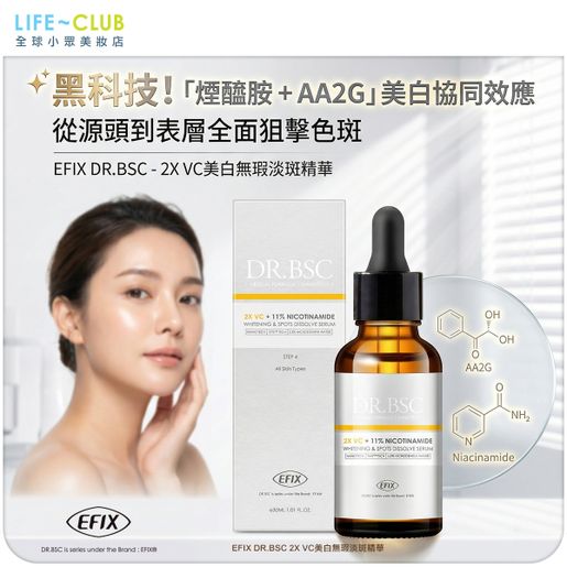 DR.BSC 2X VC Whitening & Spots Dissolve Serum(Plus 11% NICOTINAMIDE)30ml — authentic Hong Kong health & beauty